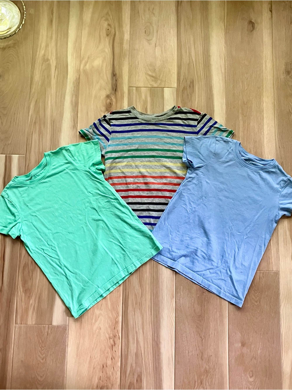 Primary Kids Short Sleeve Tees - Mint Green, Light Blue & Multi-Color Stripes